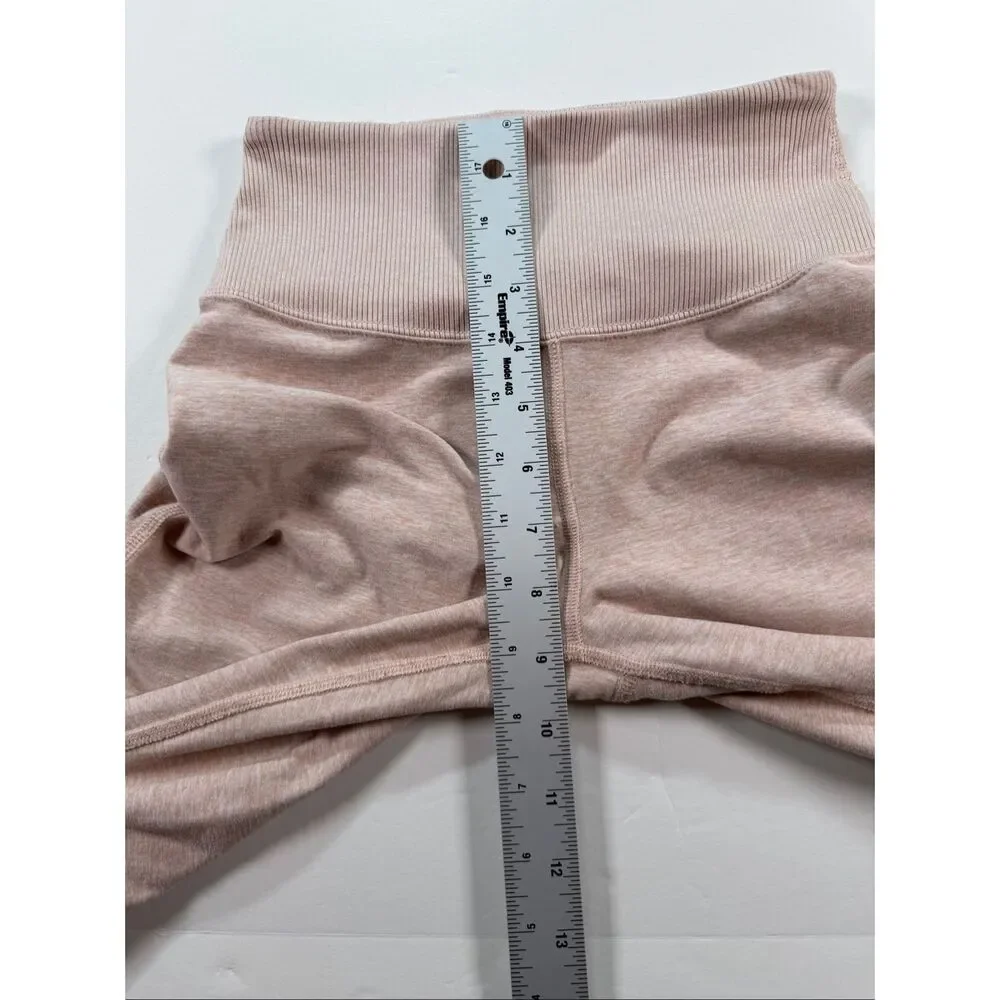 Alo Yoga High-Waist Alosoft Goddess Leggings Light Pink Ribbed Size XS Ribbed